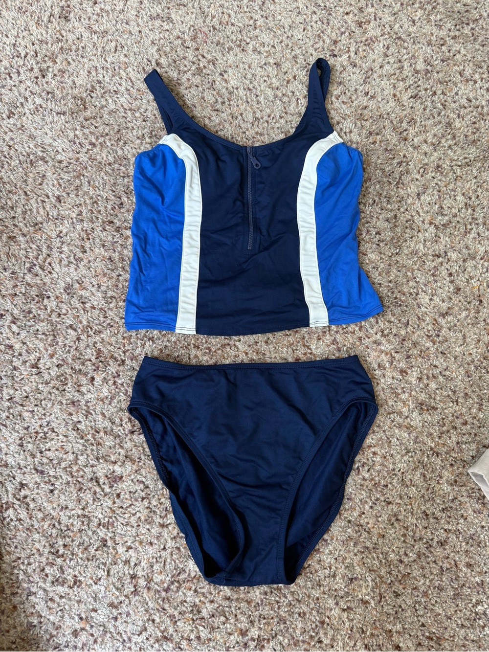 Cole Haan Navy, Blue & White Tankini Bikini Set